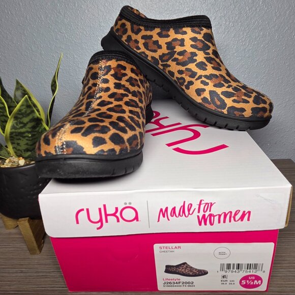 NEW!!! Ryka Stellar Slip On Clogs/Shoes Cheetah Print Cozy Faux Fur- Size: 5.5 - Picture 2 of 9